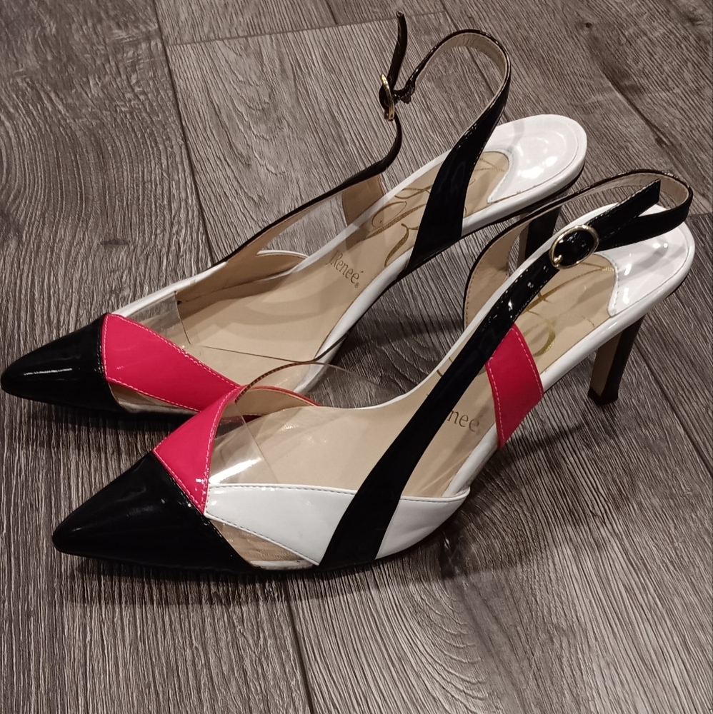 J. Renee legant Women's Slingback Heels - Black, White, Pink, And Clear